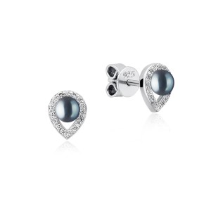Cercei argint cu perle naturale negre si cristale DiAmanti SK23224E_B-G (Argint 925‰ 1 g.)